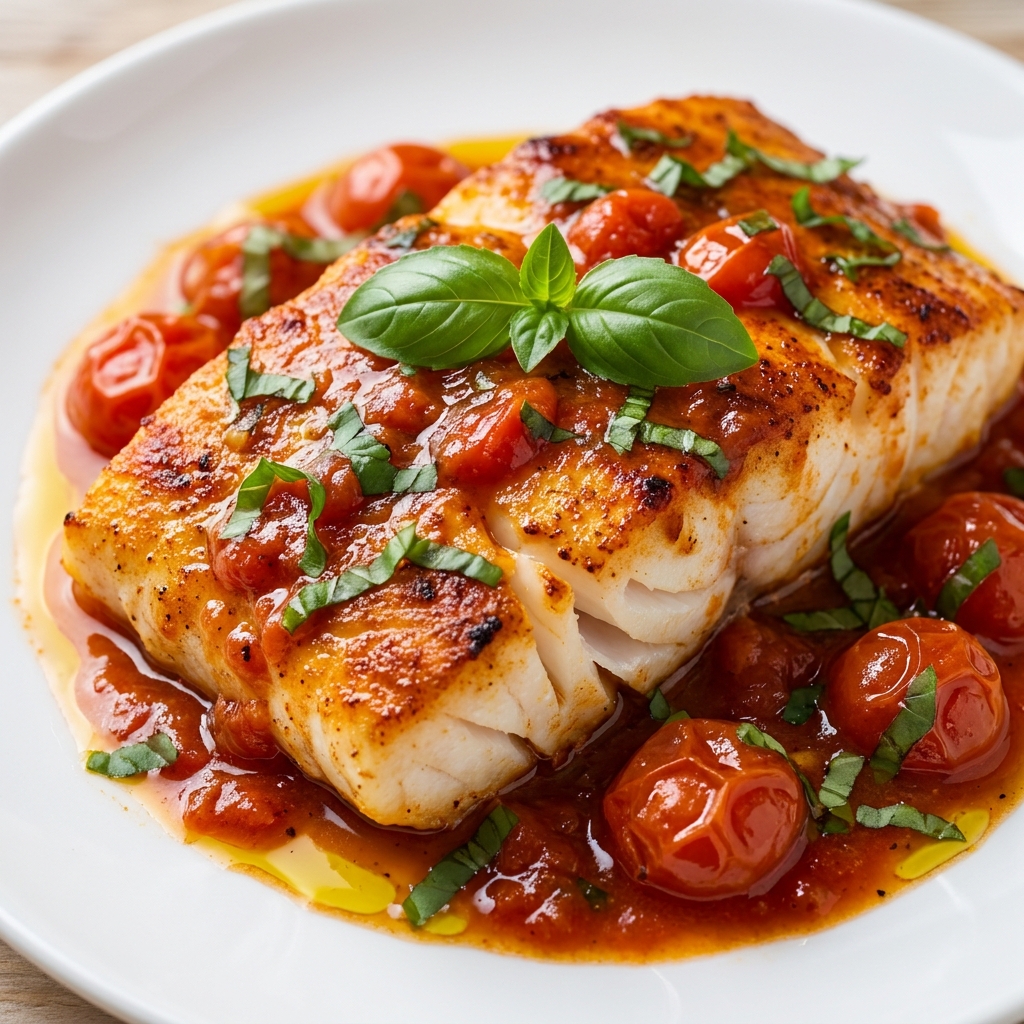 30-Minute Mediterranean Cod in Tomato Basil Sauce Recipe