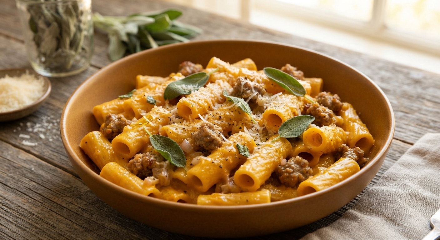 Creamy Pumpkin Pasta with Italian Sausage