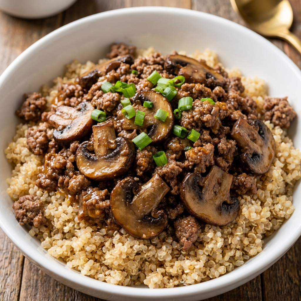 Beef Bowl With Mushrooms: High Protein Dinner Recipe