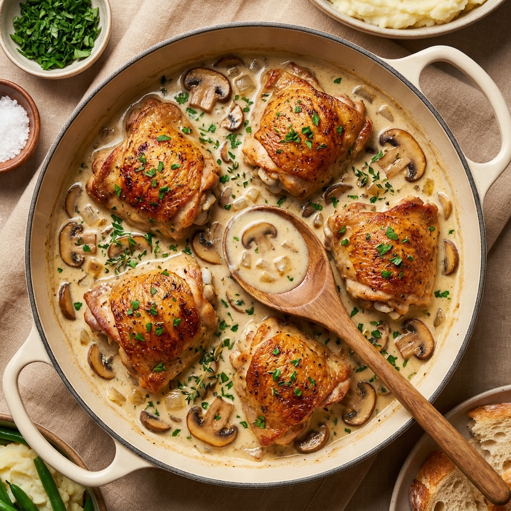 Braised Chicken Fricassé in White Wine Sauce Recipe