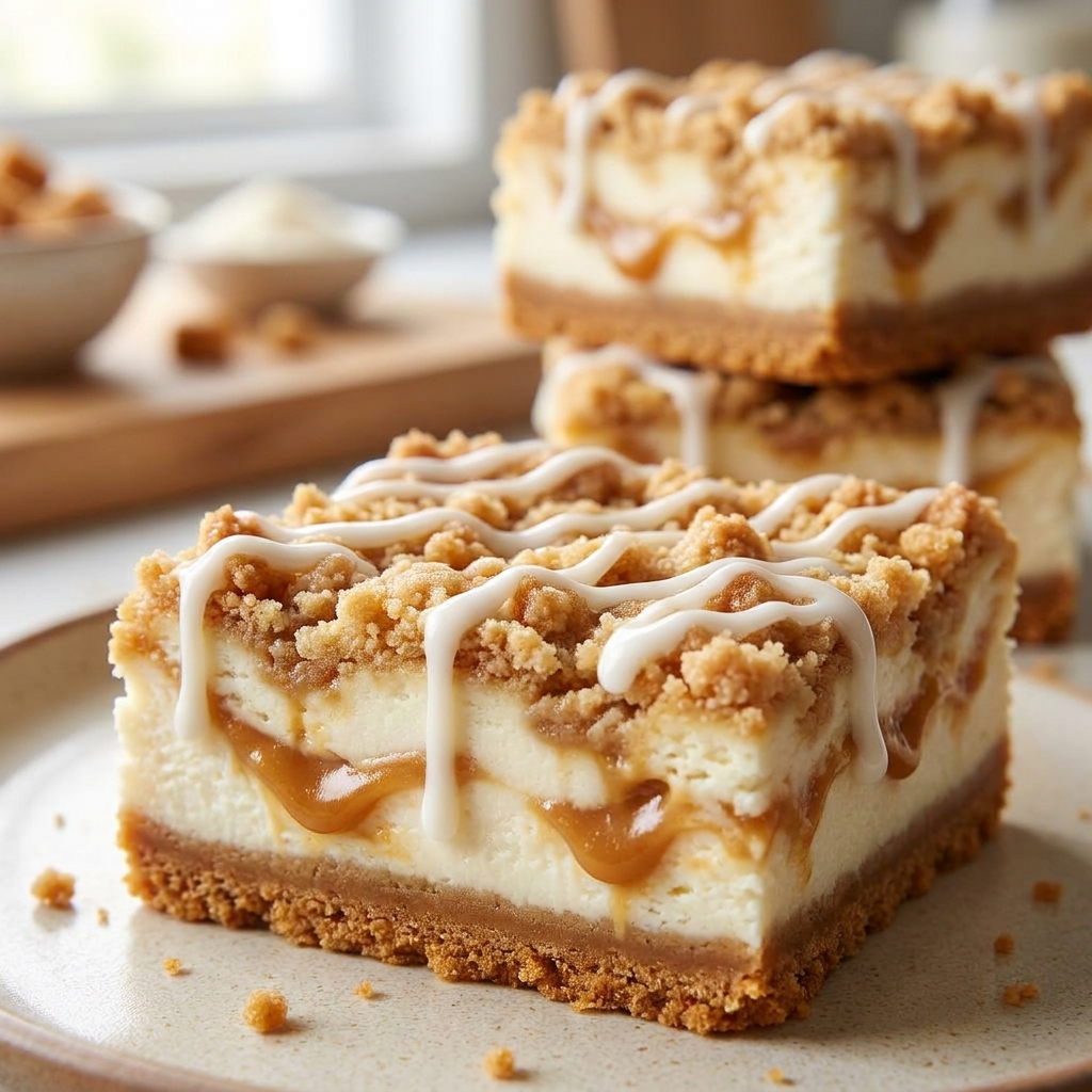 Swirling butterscotch into cheesecake batter in pan