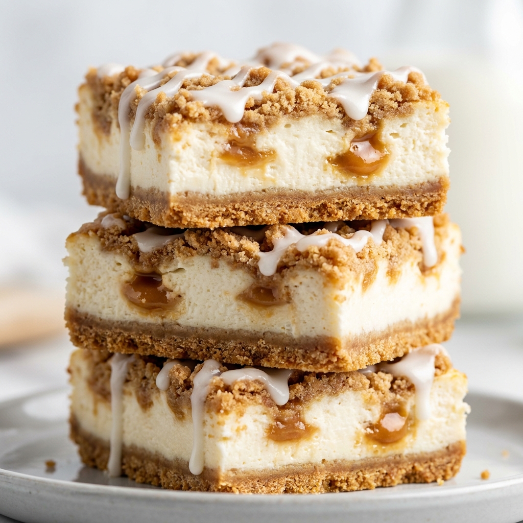 Slice of Butterscotch Graham Cracker Cheesecake Bar showing layers
