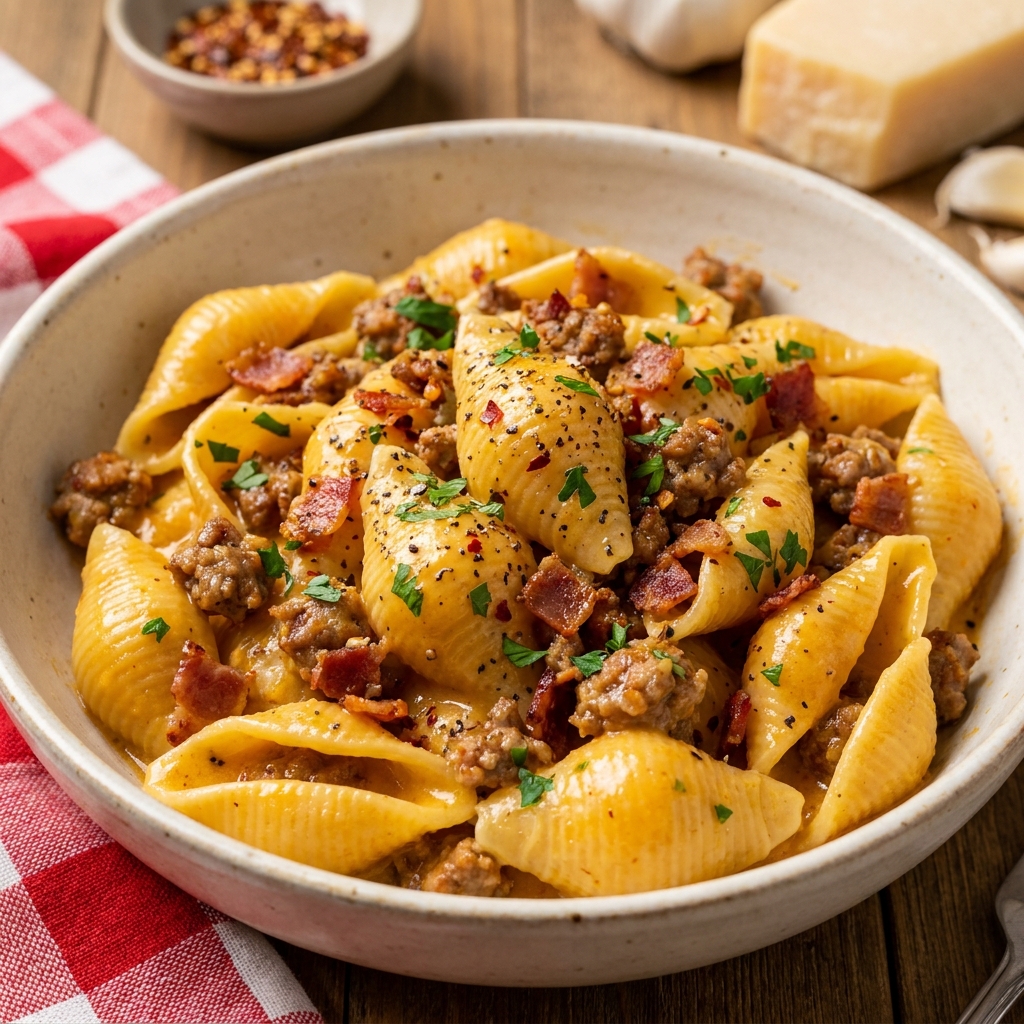 Bowl of Cowboy Butter Pasta with glossy garlic butter sauce and fresh parsley