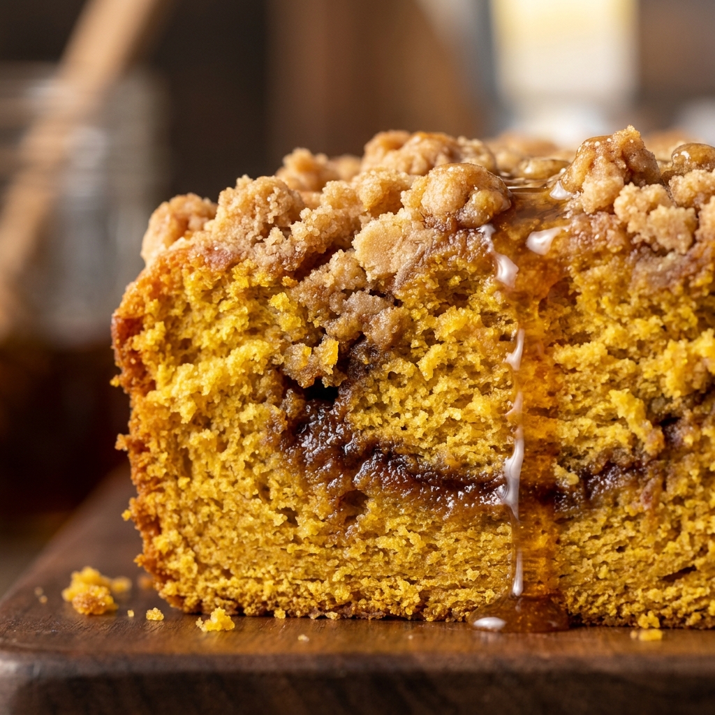 Browning butter in a light saucepan for pumpkin coffee cake