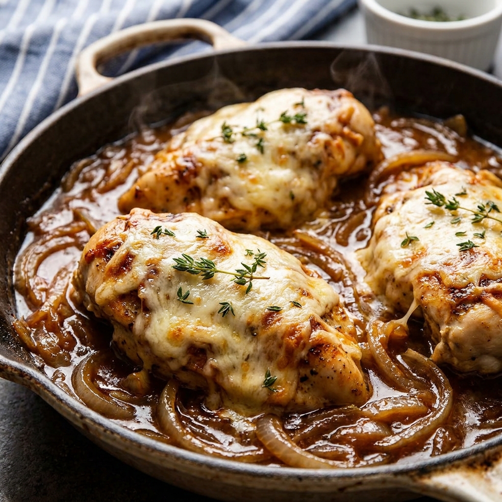 Preparing Easy French Onion Chicken
