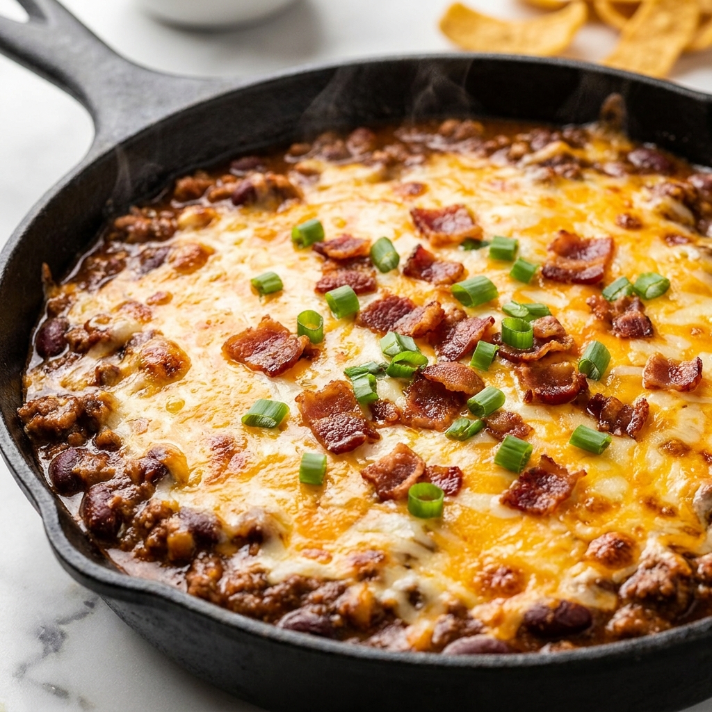 Gooey Frito Chili Cheese Dip topped with extra cheese and crunchy Fritos