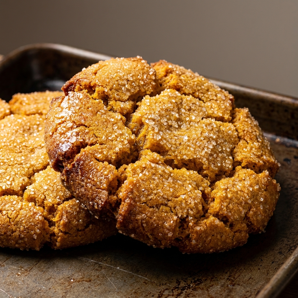 A stack of soft Maple Chewy Pumpkin Cookies with maple glaze drizzle