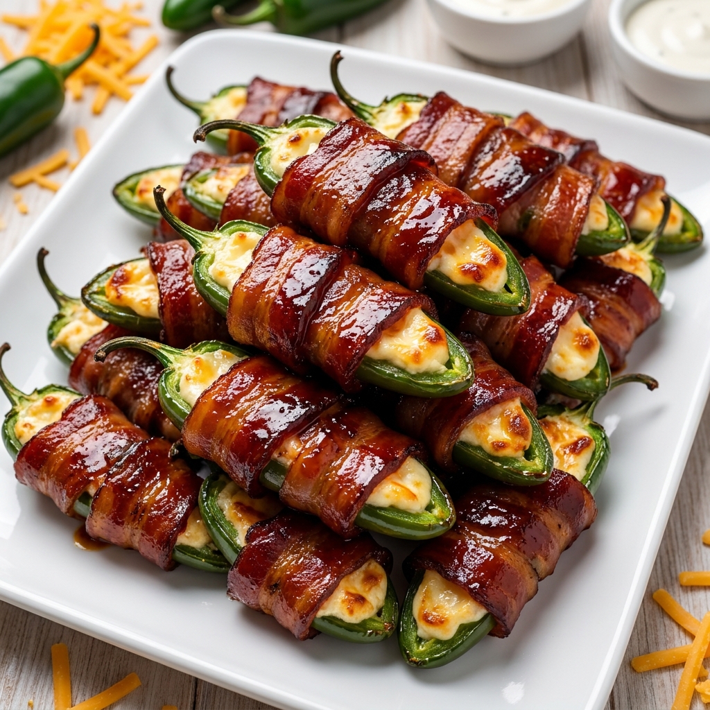Bacon Wrapped Jalapeno Poppers for Parties at Home