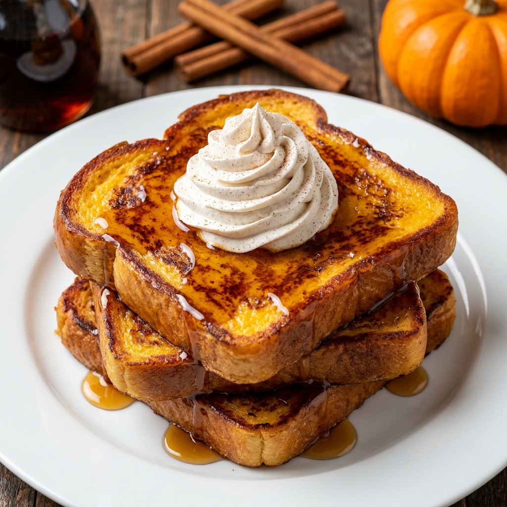 Whisking pumpkin custard and dipping brioche slices