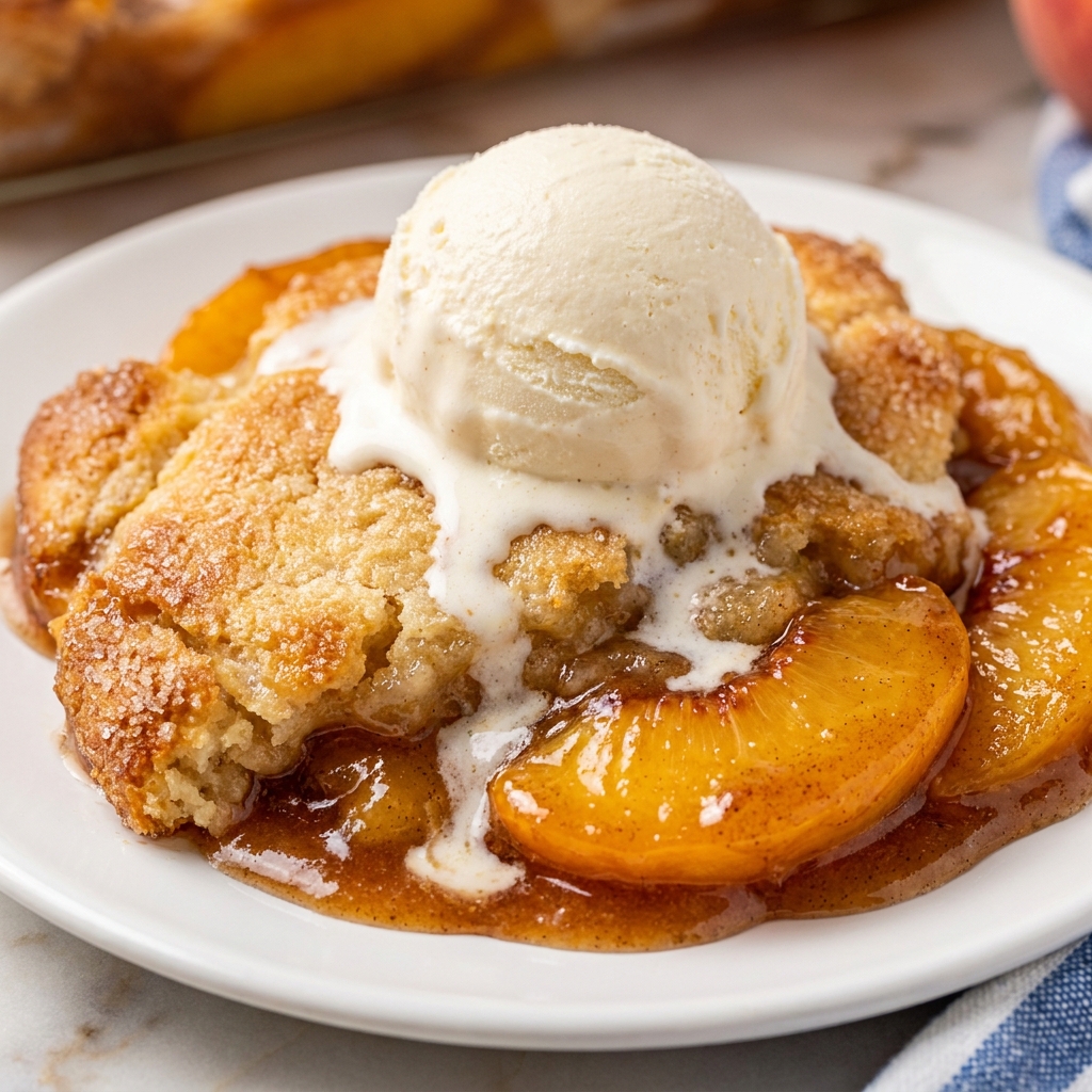 Macerating fresh peach slices with sugar in a glass bowl