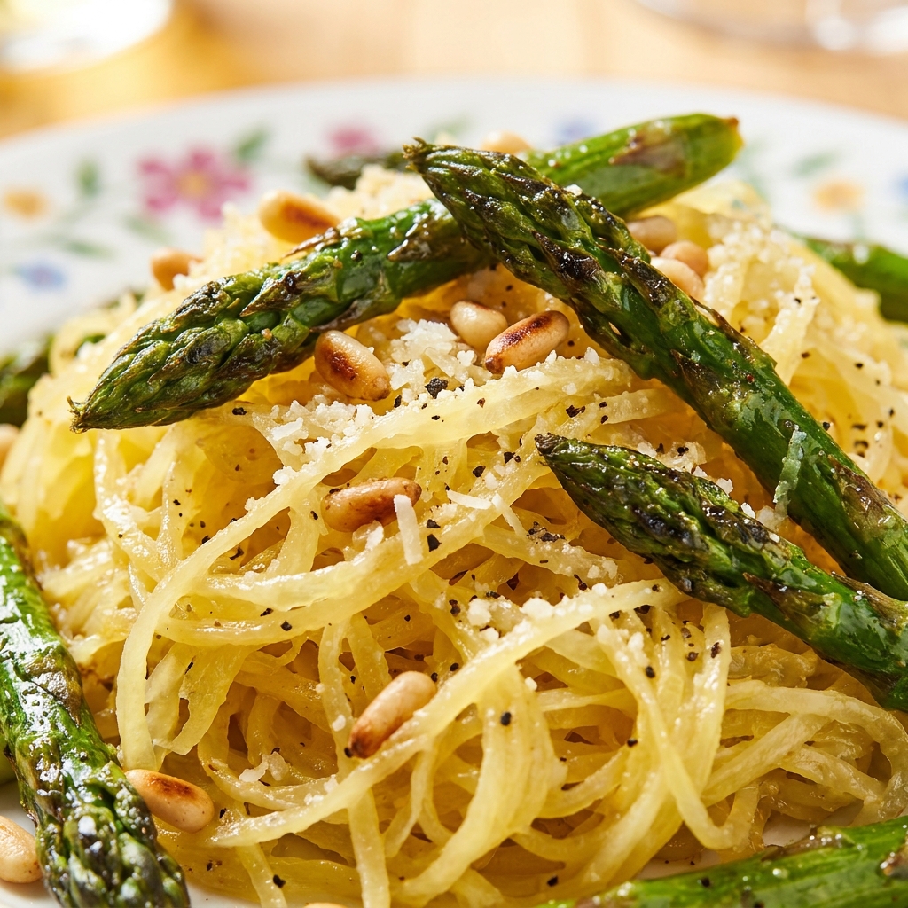 Spaghetti squash halves placed cut-side down on parchment-lined baking sheet