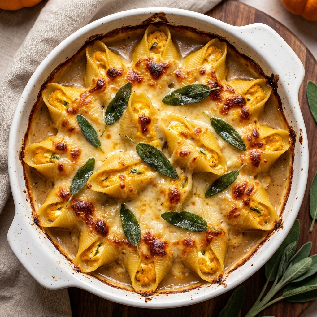 Pumpkin Gouda Stuffed Shells With Brown Butter Sage Recipe