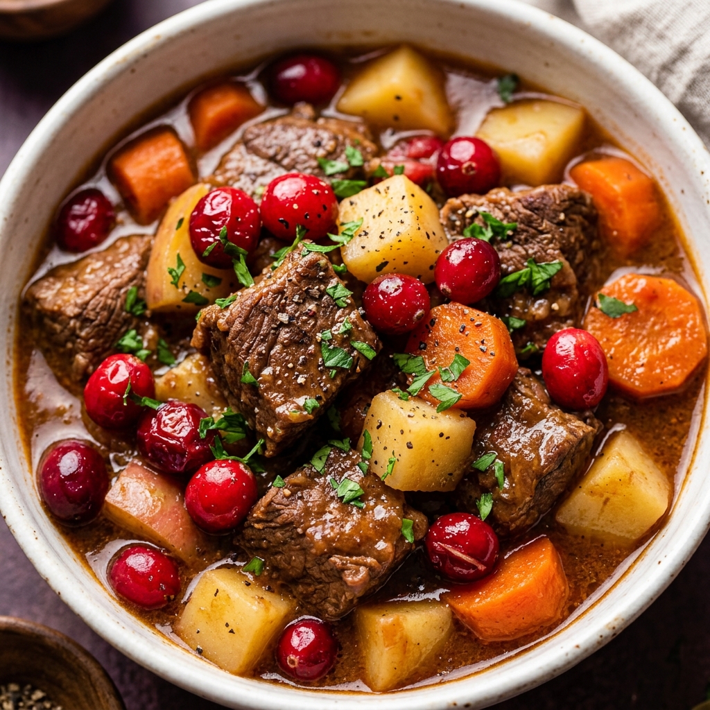 Cranberry Apple Beef Stew Recipe – Tender, Rich, and Cozy