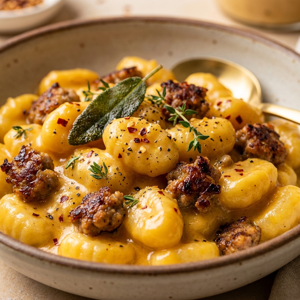 Creamy Butternut Squash Gnocchi with Sausage Recipe