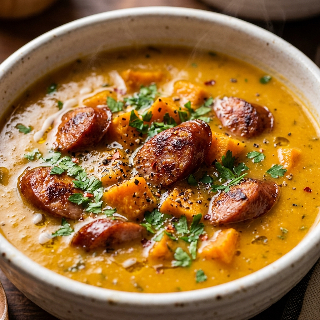 Creamy Sweet Potato and Sausage Soup: Pure Comfort in a Bowl