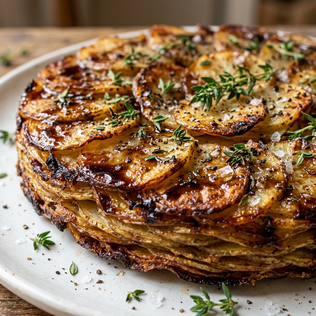 Crispy Balsamic and Thyme Potato Torte Recipe at Home