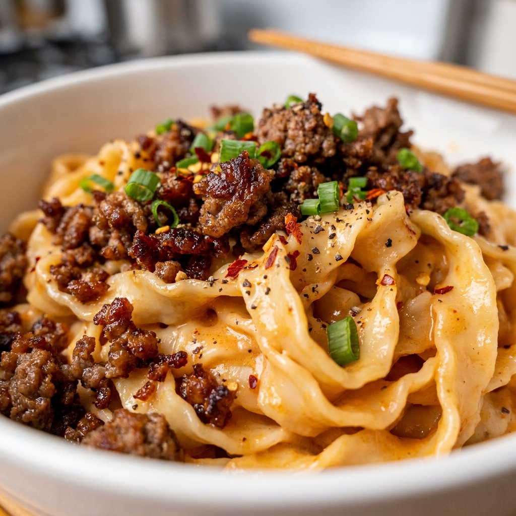 Ground Beef Gochujang Noodles – Crispy & Creamy Recipe