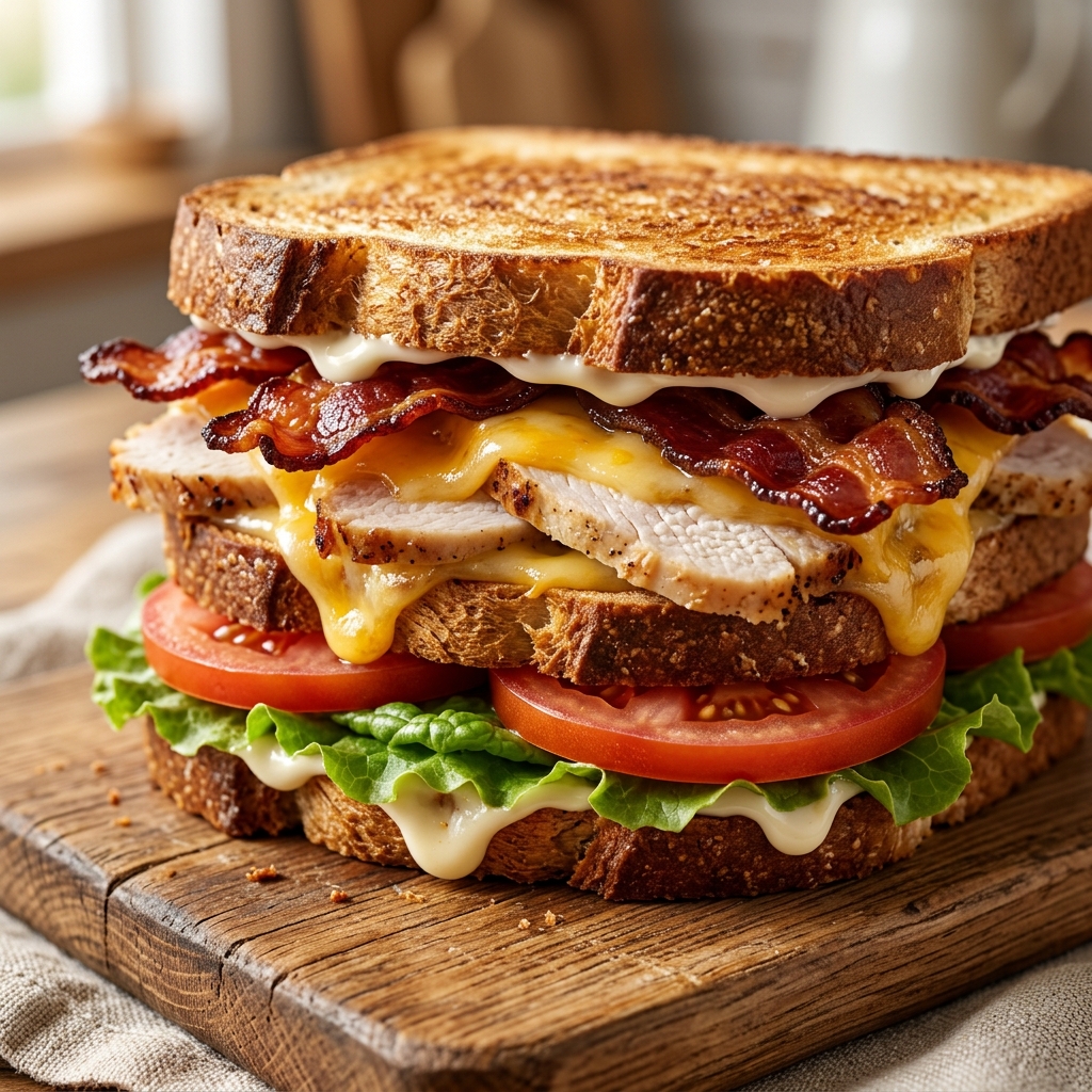 Crispy Ultimate Club Sandwich: Crunchy Turkey Bacon Delight