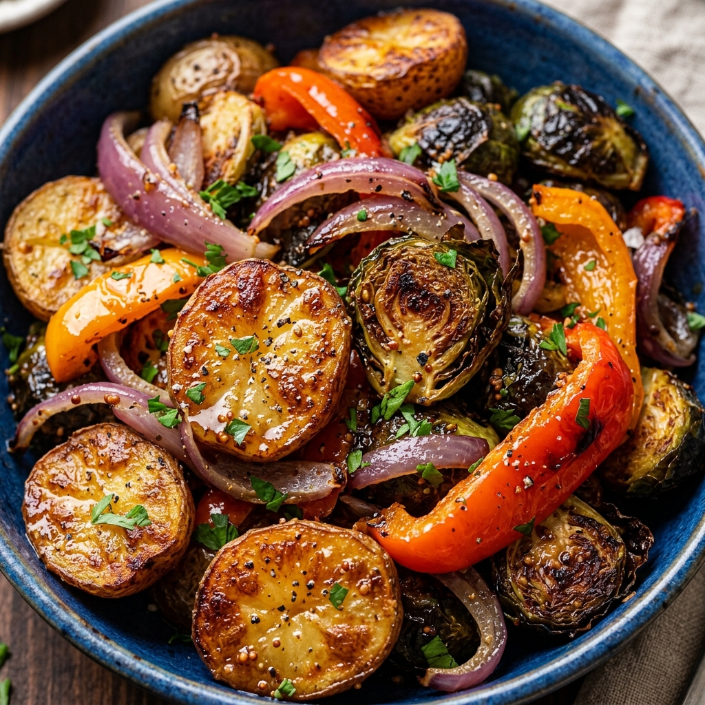 Maple Dijon Roasted Vegetables – Crispy, Caramelized