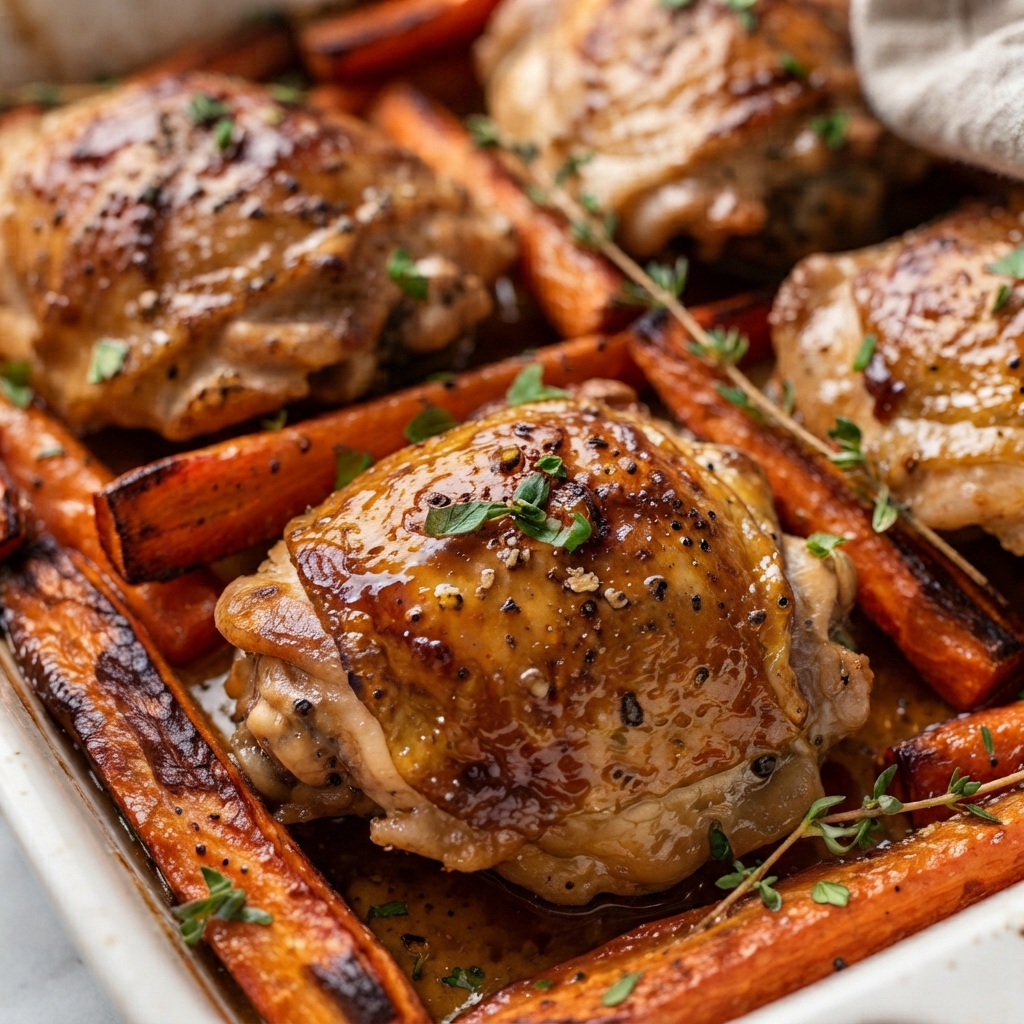 Honey Mustard Chicken and Carrots One-Pan Dinner, Crispy