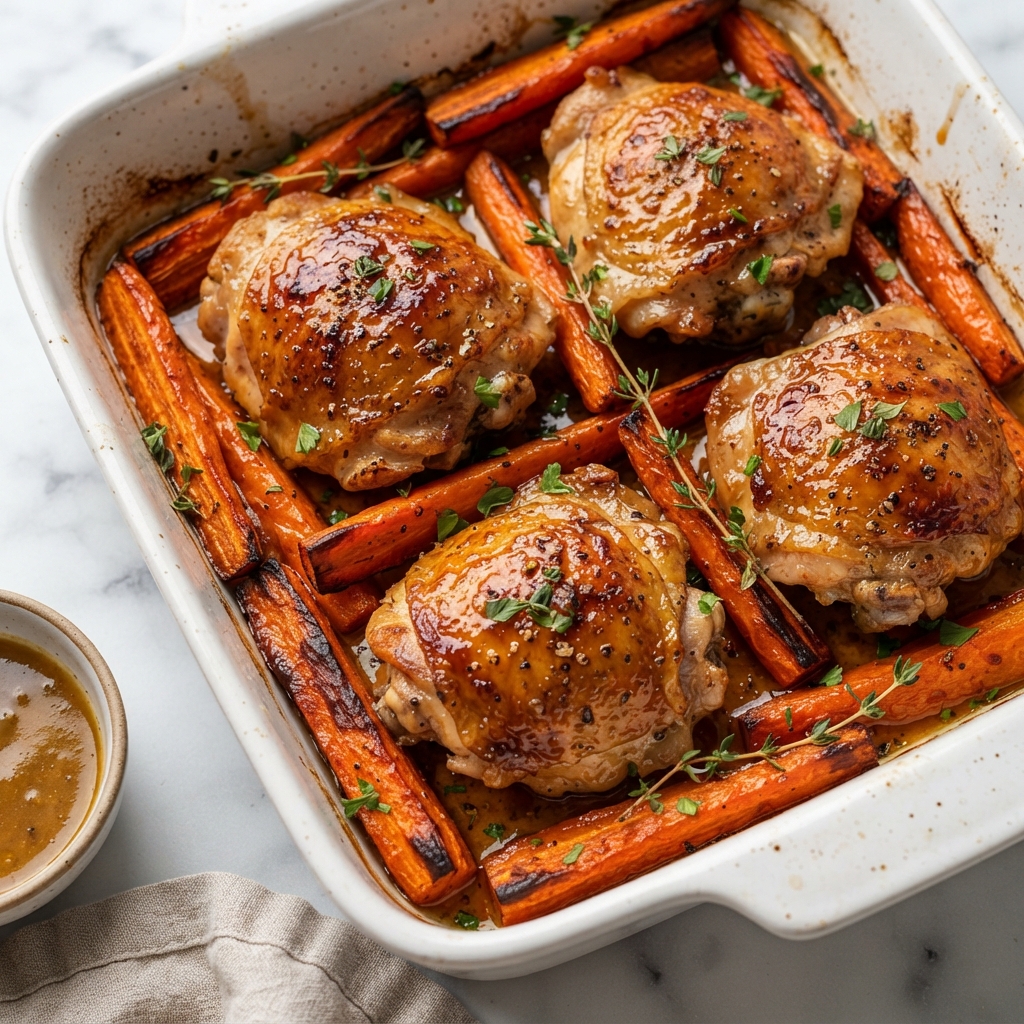 Preparing Honey Mustard Chicken and Carrots One-Pan Dinner, Crispy