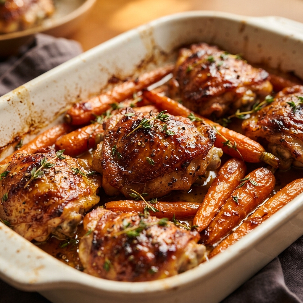 Honey Mustard Chicken and Carrots One-Pan Dinner, Crispy