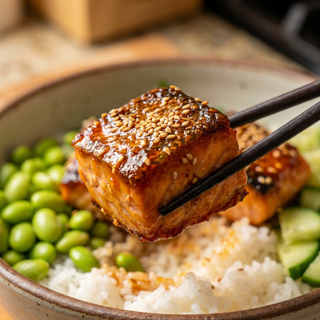 Searing salmon skin-side down until crispy golden brown