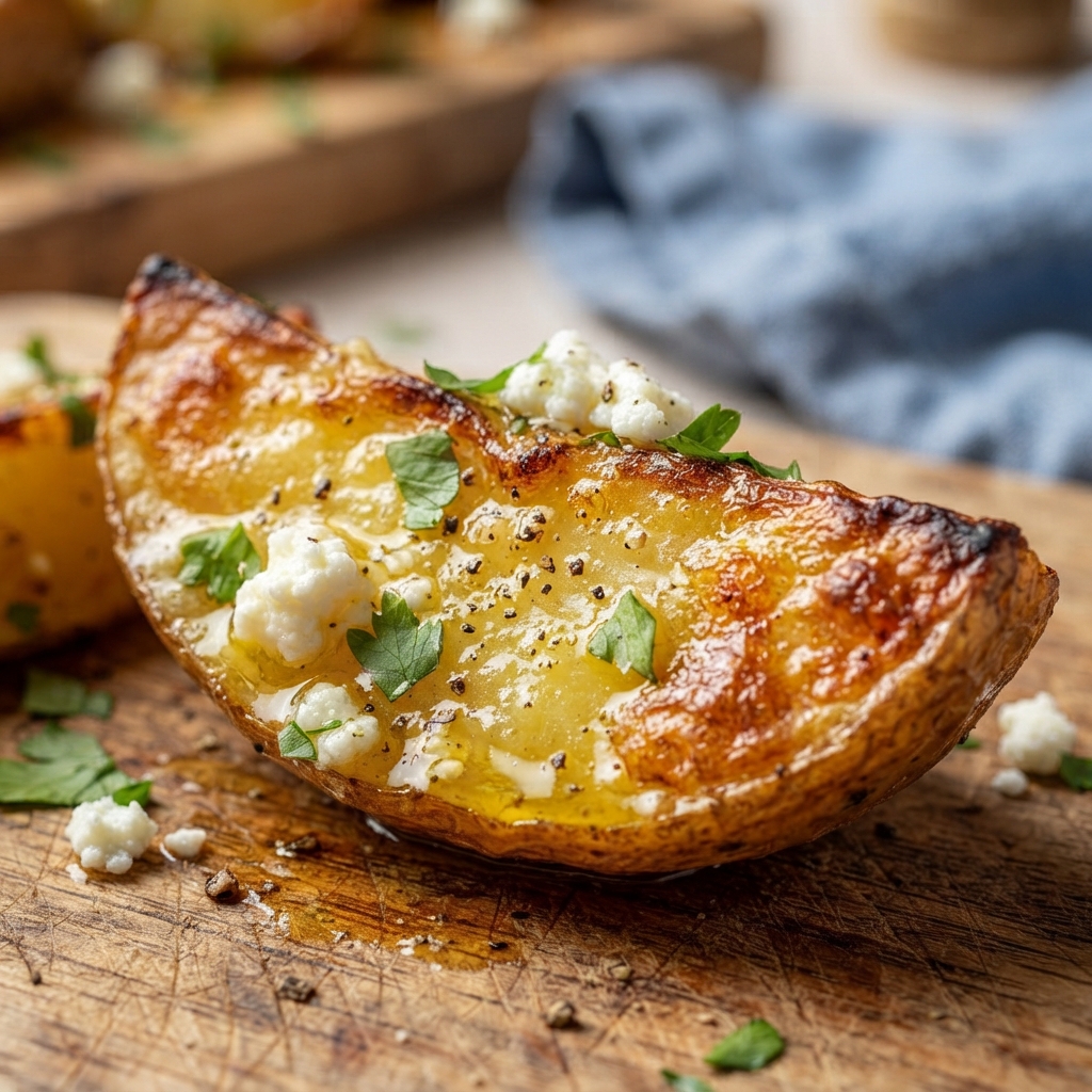 Potatoes being tossed with butter and garlic
