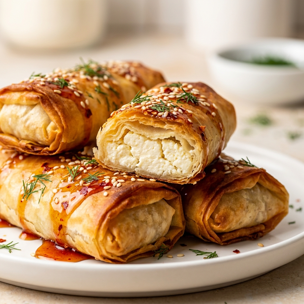 Hands spreading chili honey mixture on puff pastry before rolling
