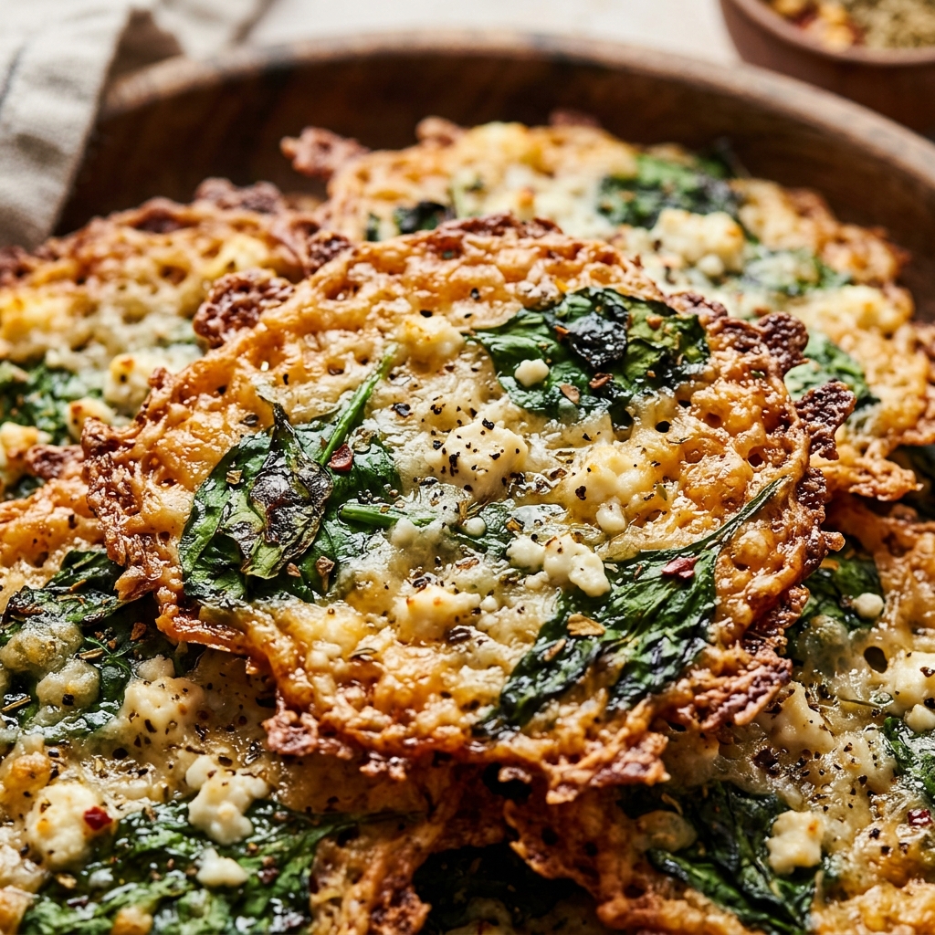 Hands sprinkling feta over spinach mixture before baking