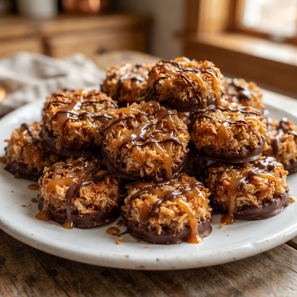 No-Bake Samoa Cookie Bites: Chewy Caramel Coconut Treats