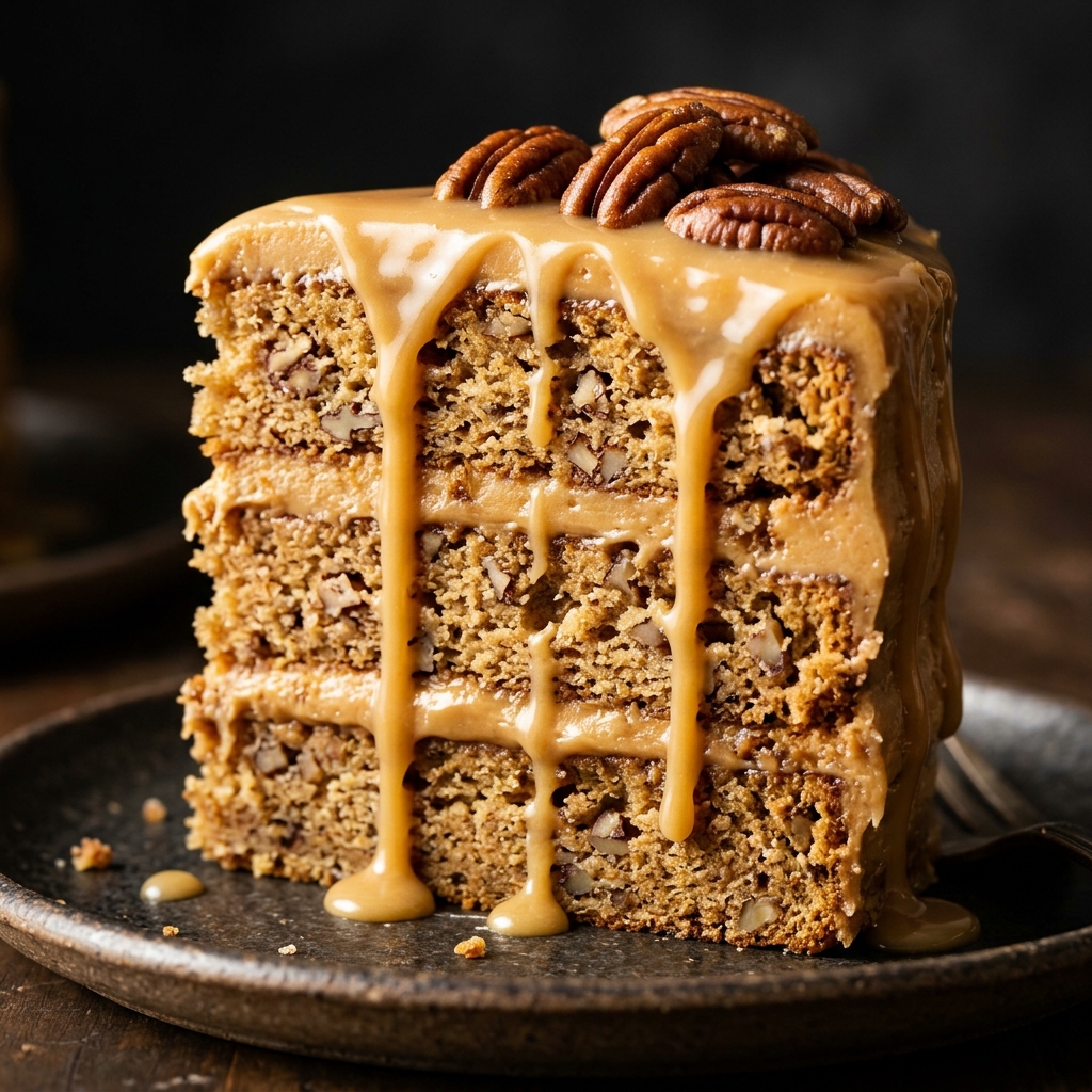 Southern Pecan Caramel Cake: Gooey Layers & Crunchy Topping
