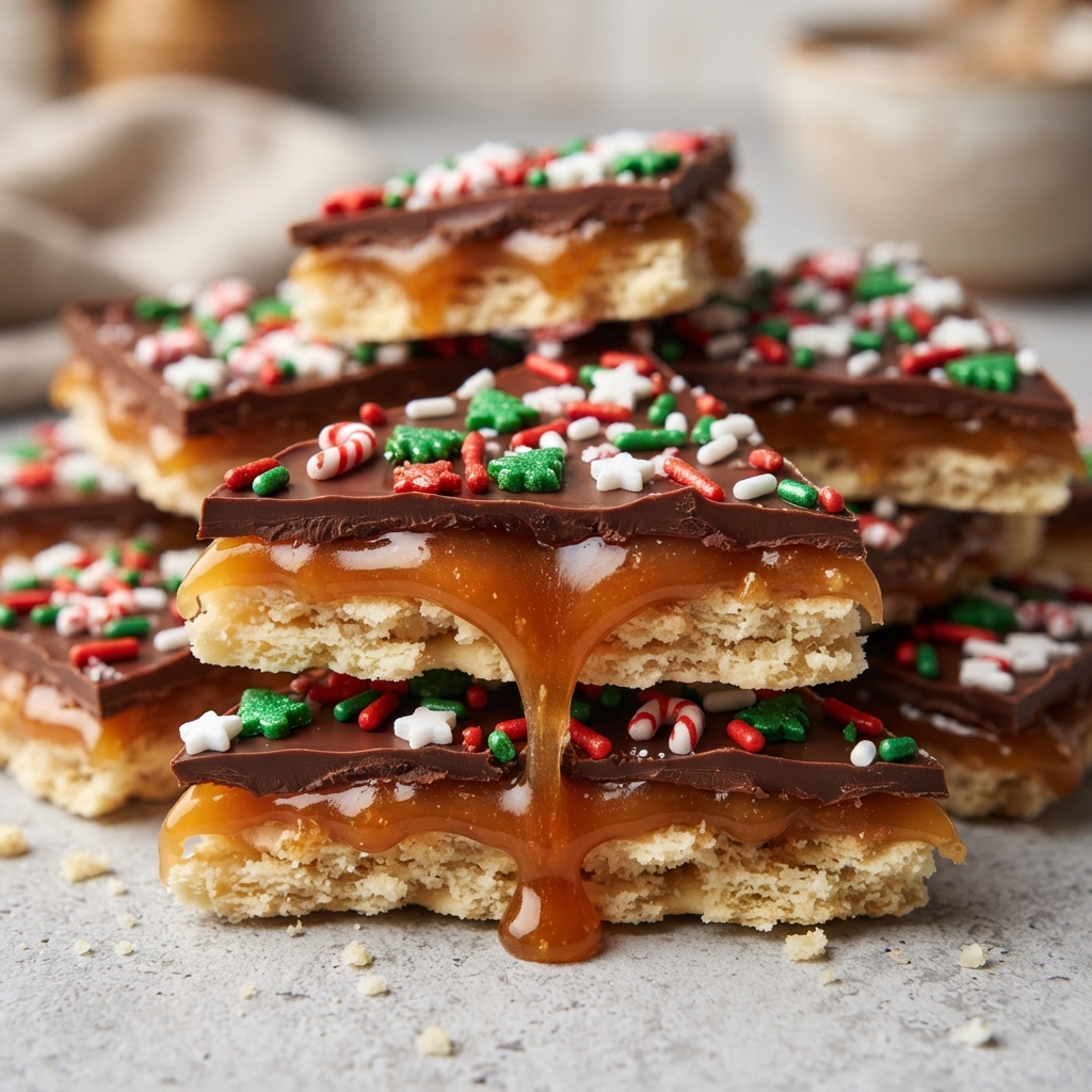 Step-by-step baking process of Christmas Crack on parchment paper